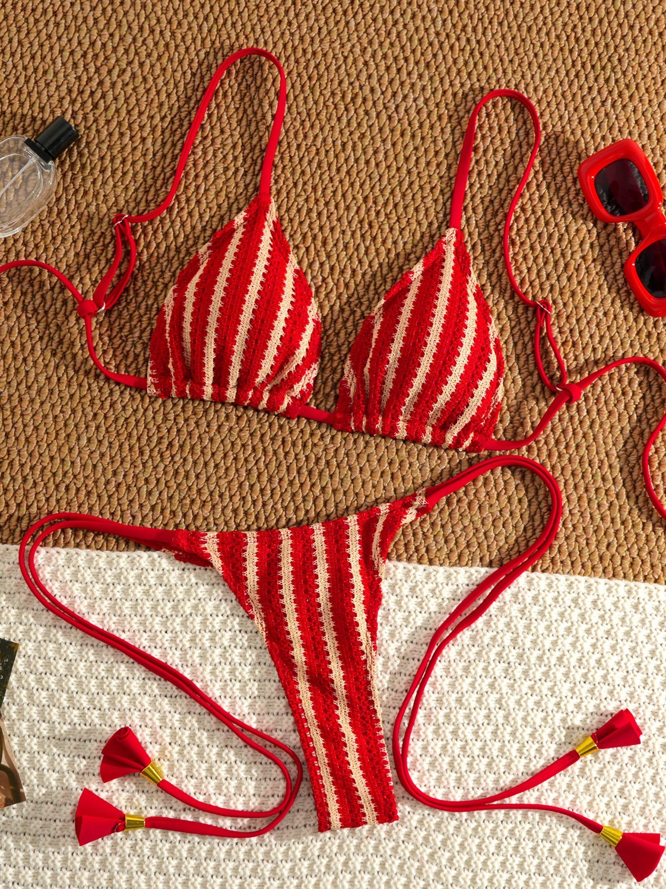 European And American-style Bikini Set Made From Special Fabric Multi-color Lace-up Swimsuit