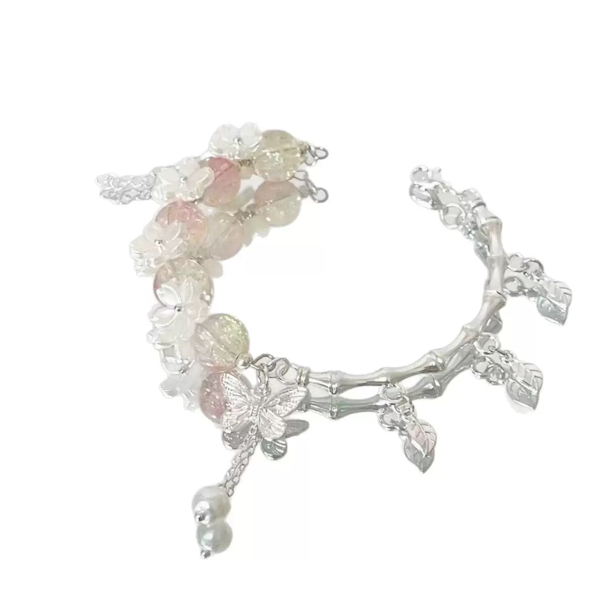 Butterfly Glass Charm Bracelet With A Niche High-End Design
