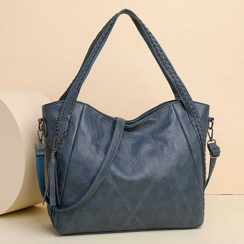 Womens Soft-leather High-capacity Tote Bagcasual Minimalist And Versatile