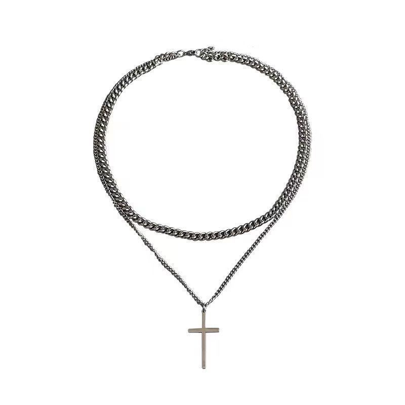 Double-layer Cross Necklace For Men Trendy