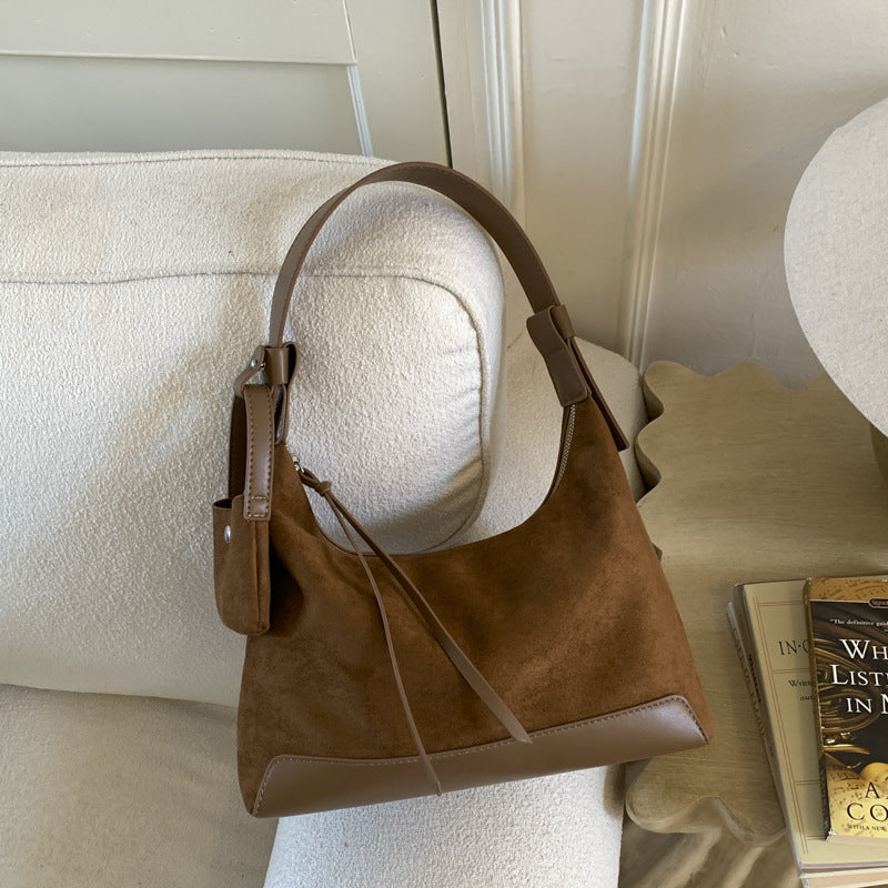 Retro Niche Hand-held Dumpling Versatile Casual Suede Crossbody Shoulder Bag