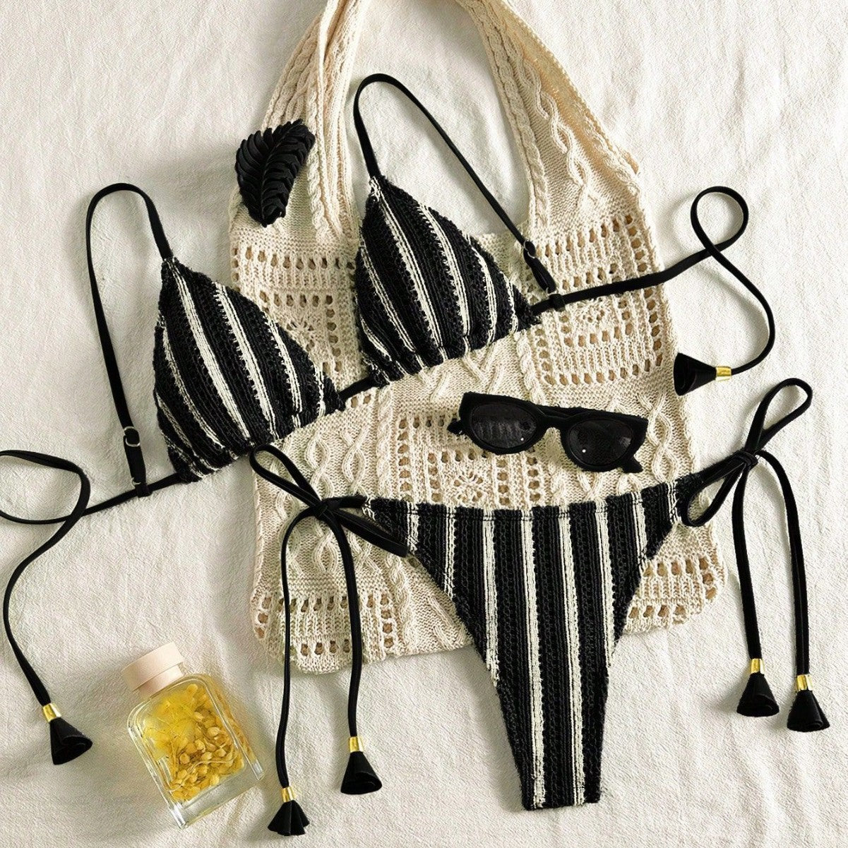 European And American-style Bikini Set Made From Special Fabric Multi-color Lace-up Swimsuit