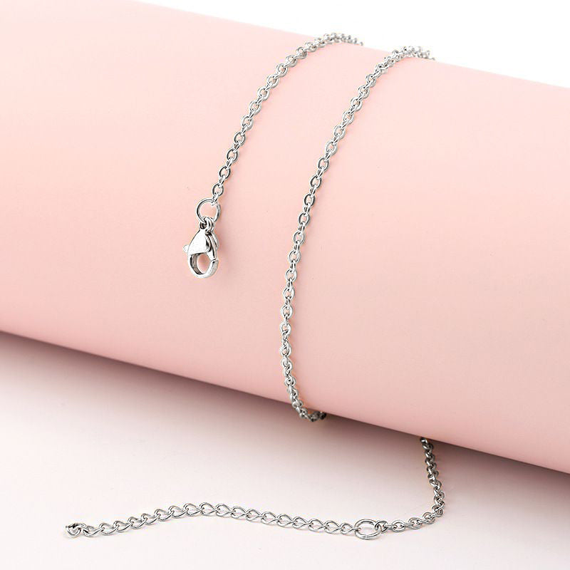 Stainless Steel Necklace With A Flat Cross Pendant