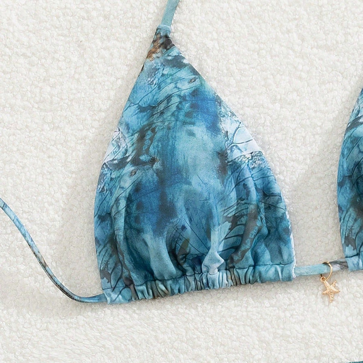 European And American Three-Piece Bikini Retro Printed Lace-Up Swimsuit For Women