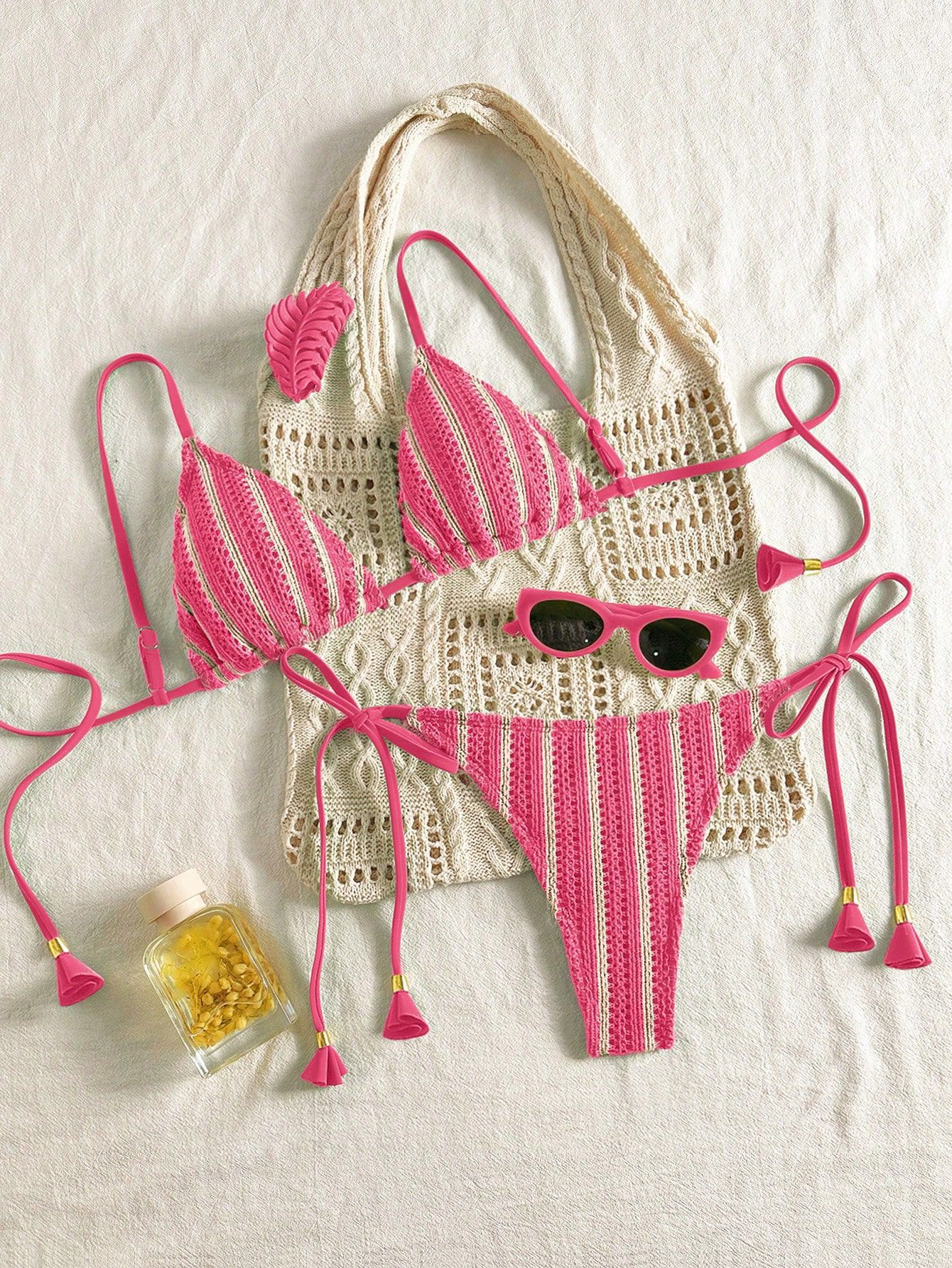 European And American-style Bikini Set Made From Special Fabric Multi-color Lace-up Swimsuit