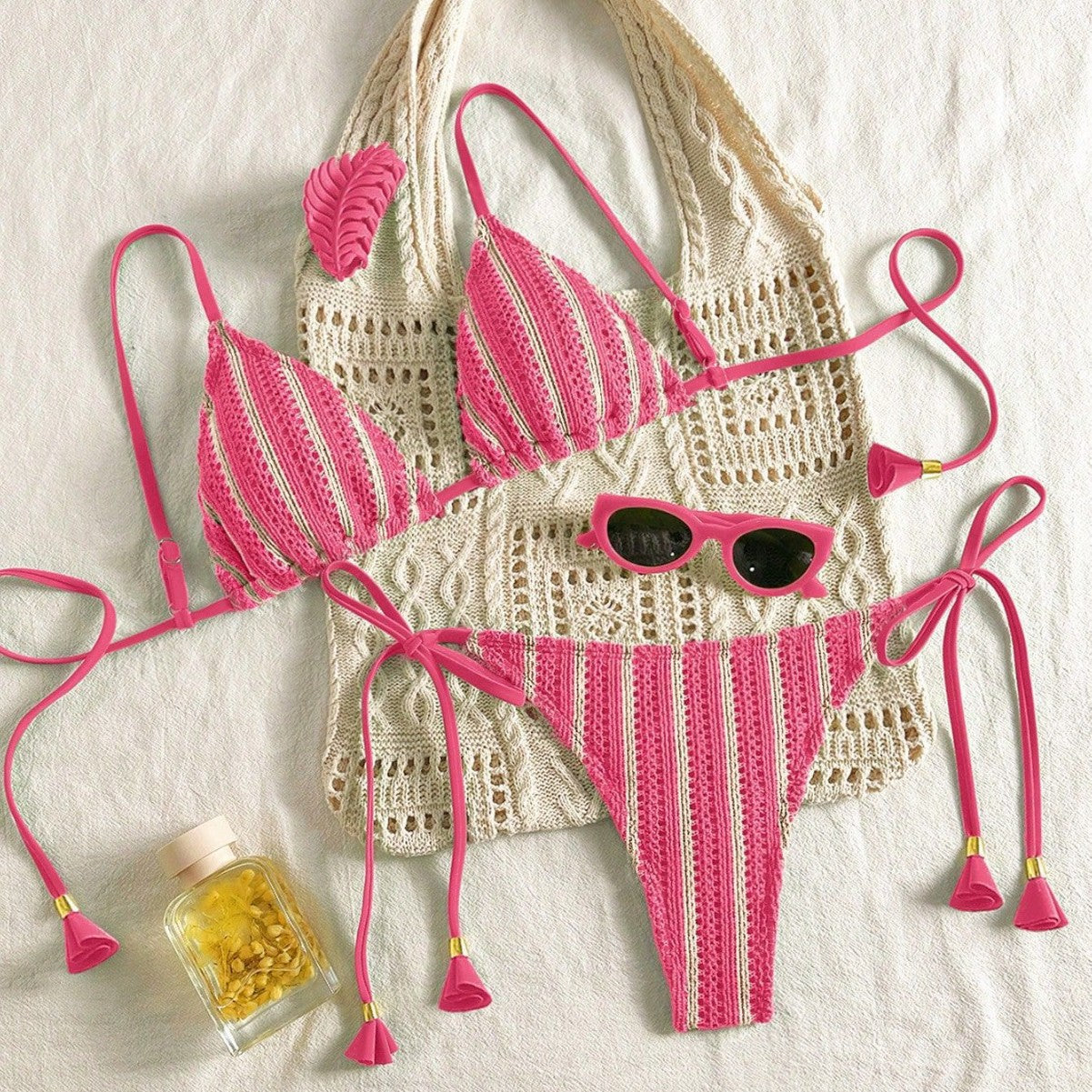 European And American-style Bikini Set Made From Special Fabric Multi-color Lace-up Swimsuit