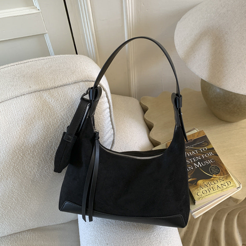 Retro Niche Hand-held Dumpling Versatile Casual Suede Crossbody Shoulder Bag