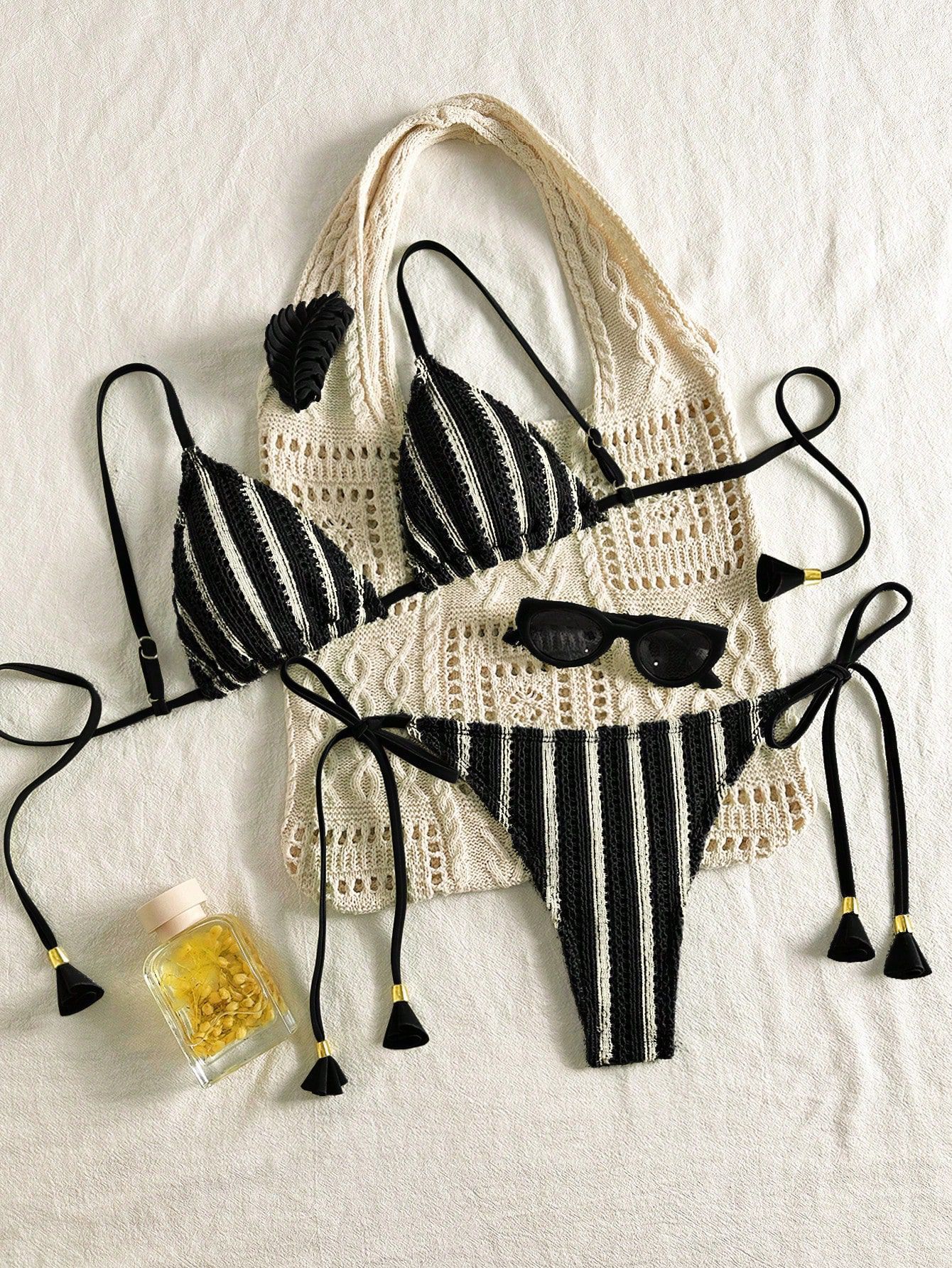 European And American-style Bikini Set Made From Special Fabric Multi-color Lace-up Swimsuit