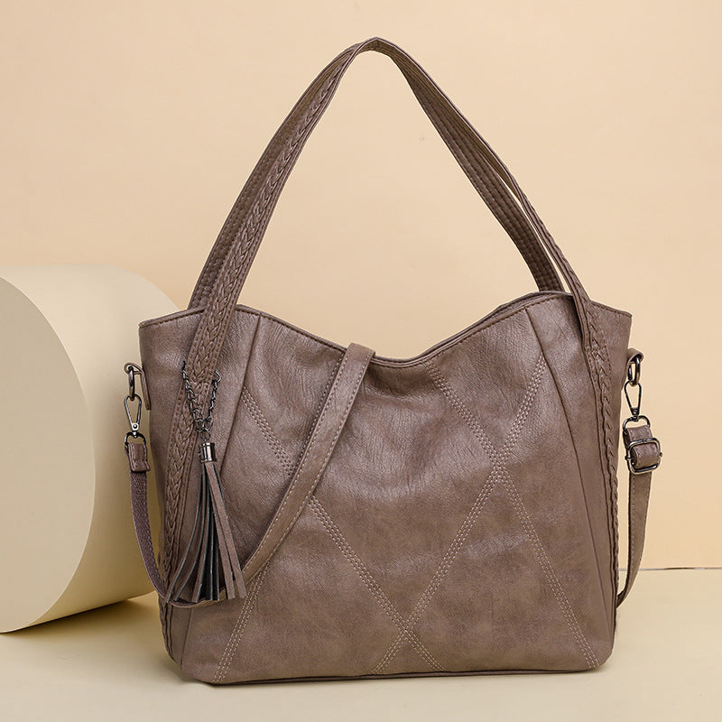 Womens Soft-leather High-capacity Tote Bagcasual Minimalist And Versatile