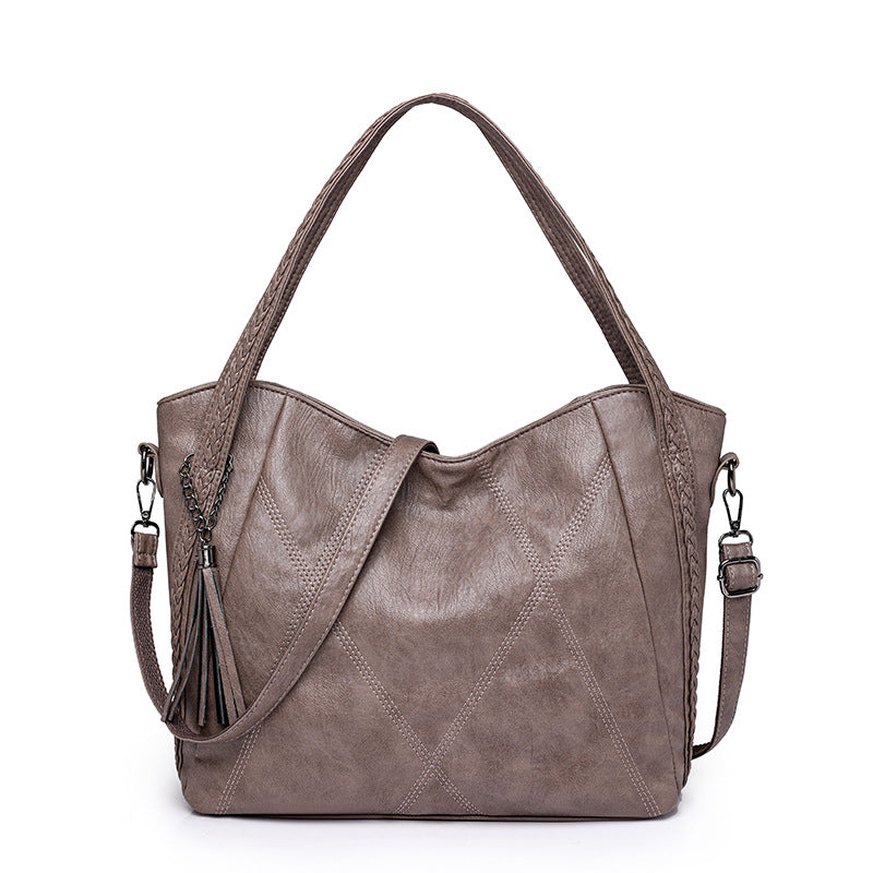 Womens Soft-leather High-capacity Tote Bagcasual Minimalist And Versatile