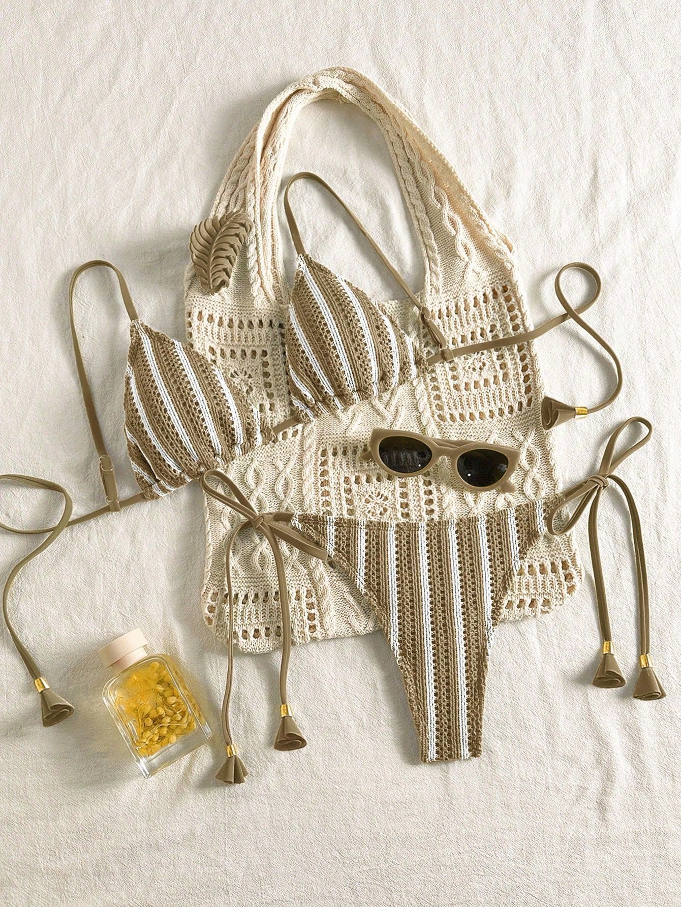 European And American-style Bikini Set Made From Special Fabric Multi-color Lace-up Swimsuit