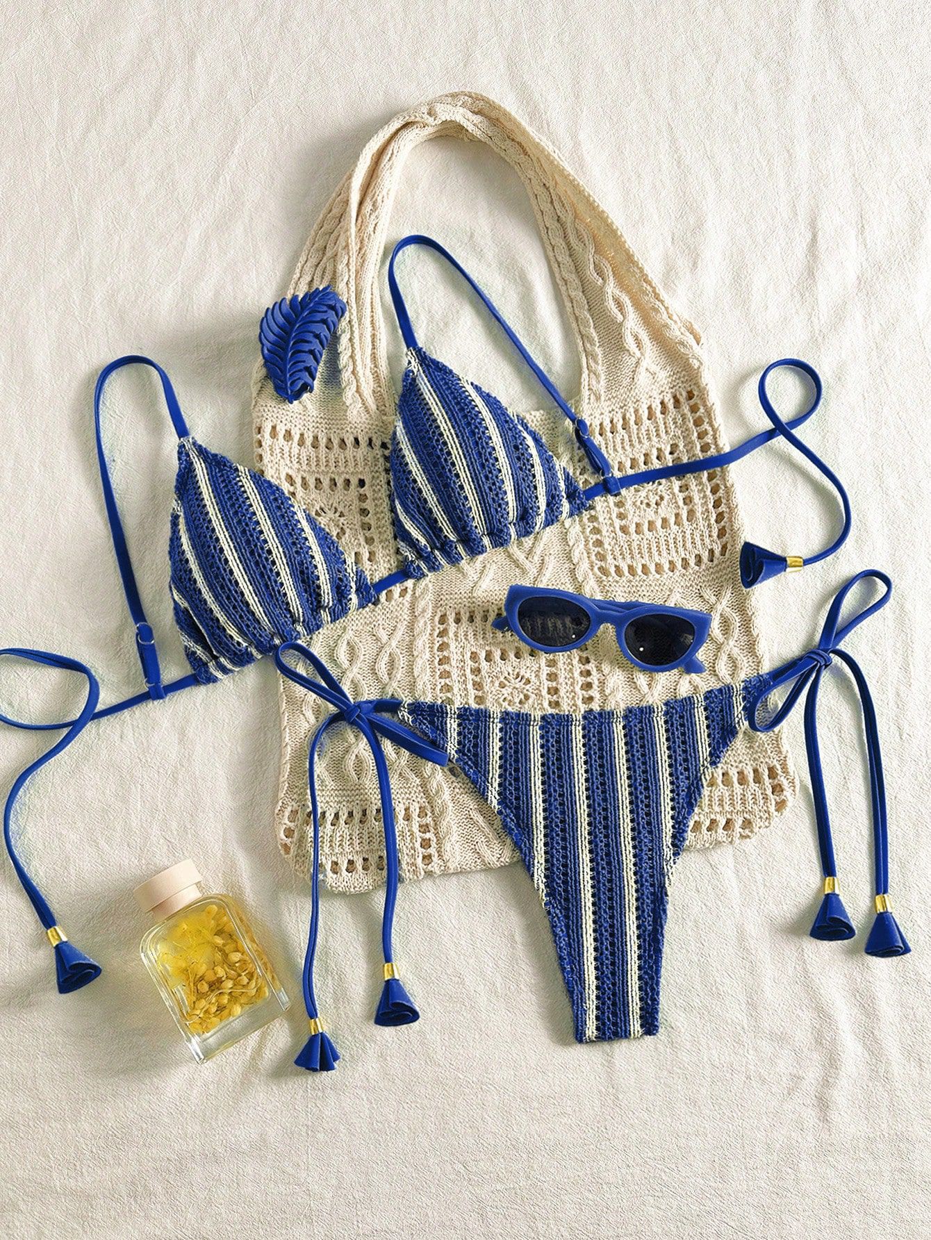 European And American-style Bikini Set Made From Special Fabric Multi-color Lace-up Swimsuit