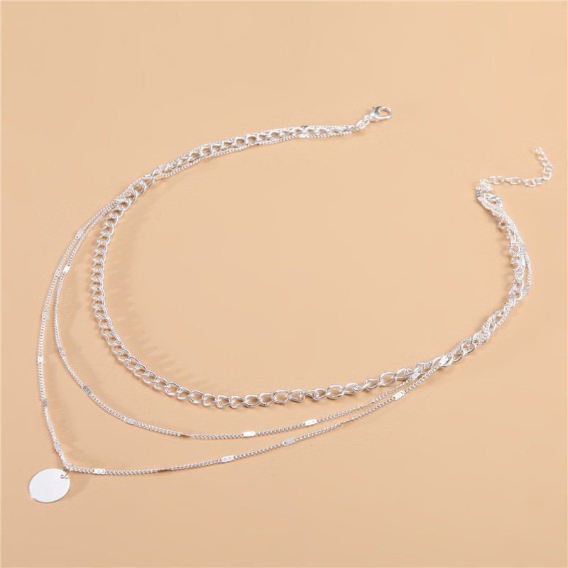 Womens Retro Alloy Layered Clavicle Necklace