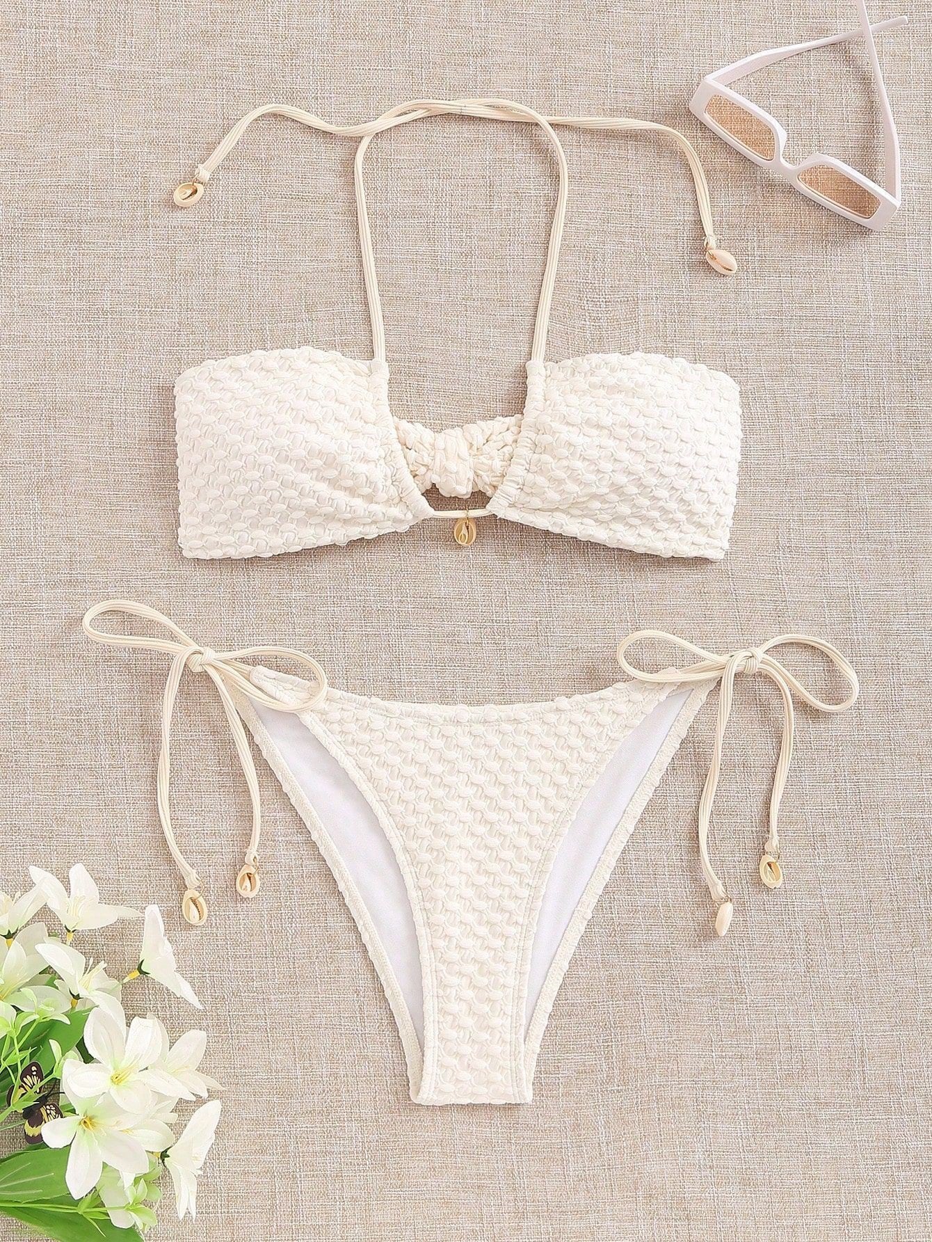 European And American Style Bikini Womens Shell Design Simple Fashion Swimsuit Womens Set
