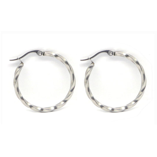 European And American Fashion Stainless Steel Twist Twisted Wire Big Circle Earrings