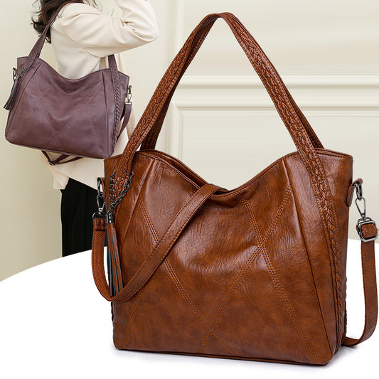 Womens Soft-leather High-capacity Tote Bagcasual Minimalist And Versatile
