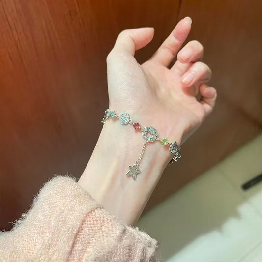 Colorful Zircon Gingerbread Little Bear High Beauty Bracelet