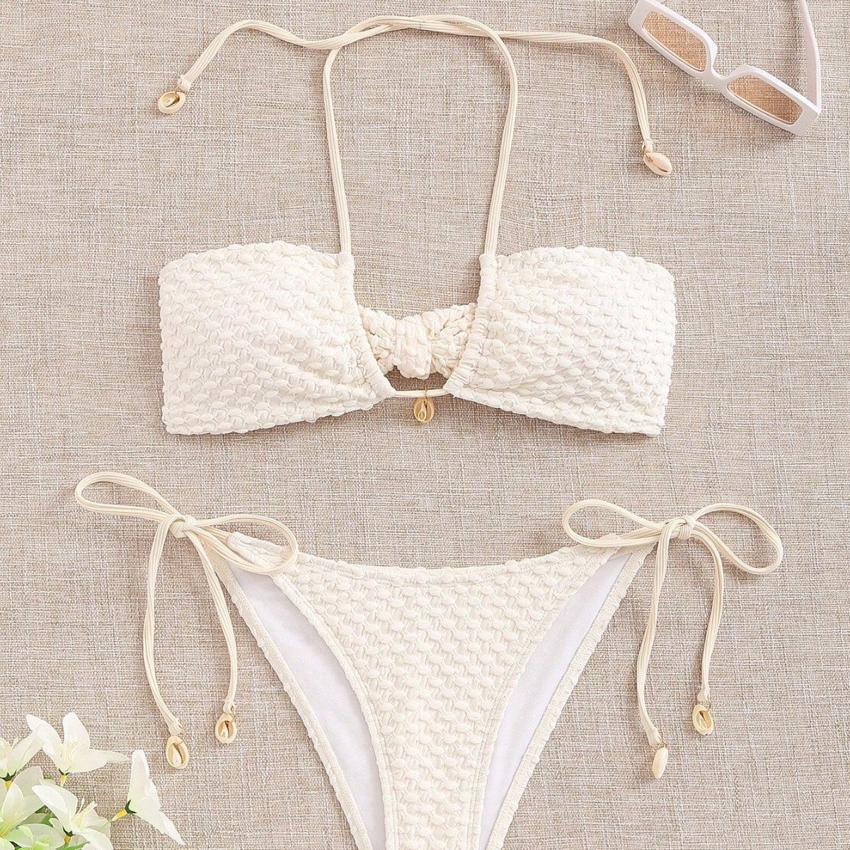 European And American Style Bikini Womens Shell Design Simple Fashion Swimsuit Womens Set