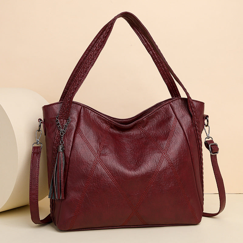 Womens Soft-leather High-capacity Tote Bagcasual Minimalist And Versatile