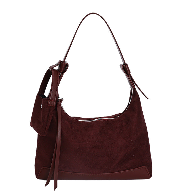 Retro Niche Hand-held Dumpling Versatile Casual Suede Crossbody Shoulder Bag