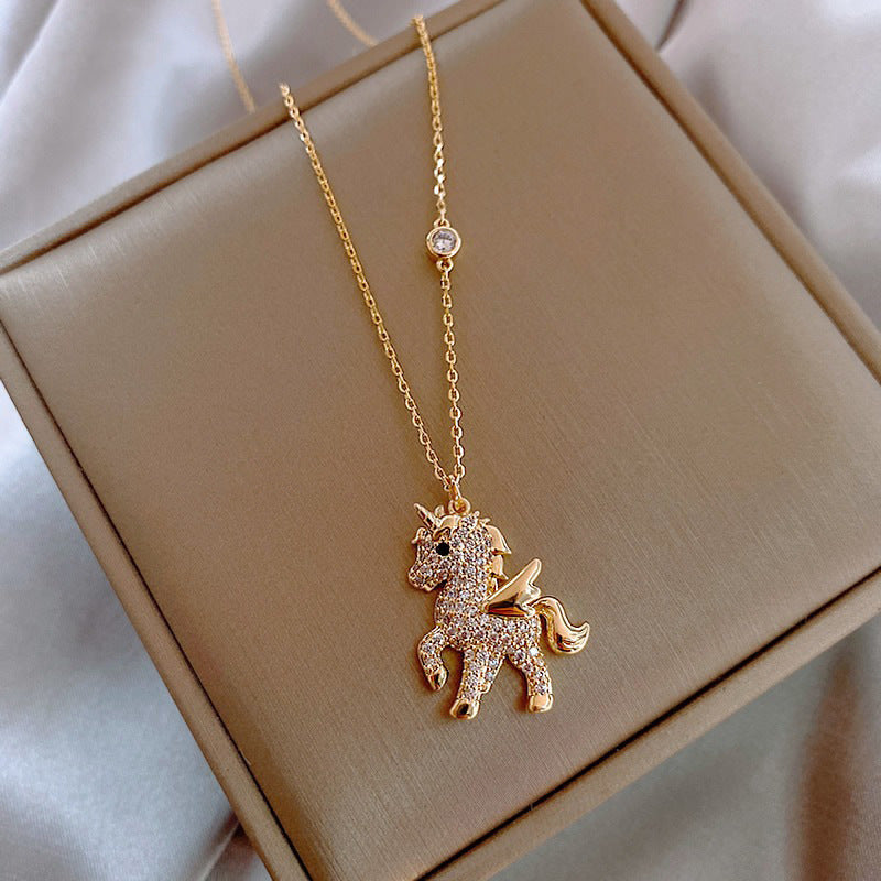 Angel Pony Pendant Necklace And Earrings