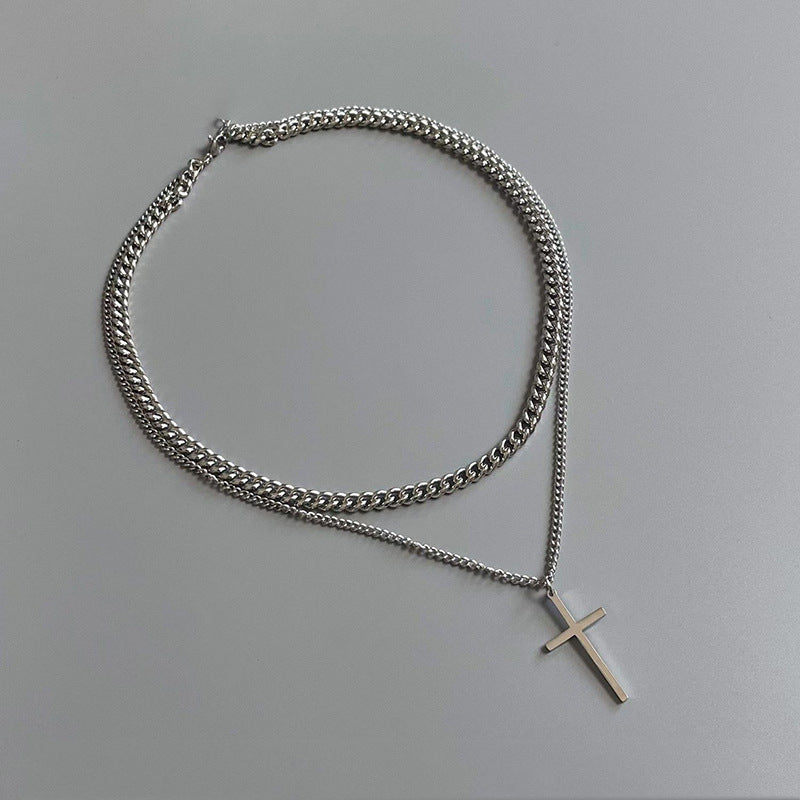 Double-layer Cross Necklace For Men Trendy