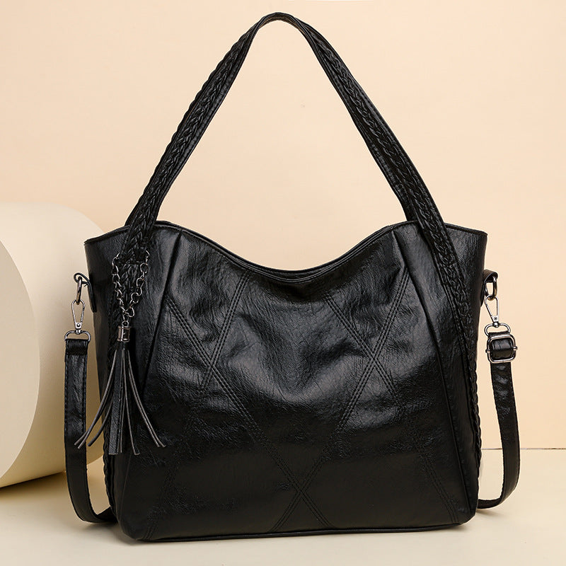 Womens Soft-leather High-capacity Tote Bagcasual Minimalist And Versatile