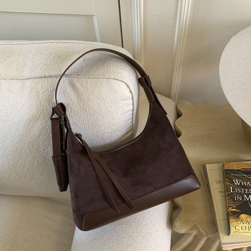 Retro Niche Hand-held Dumpling Versatile Casual Suede Crossbody Shoulder Bag