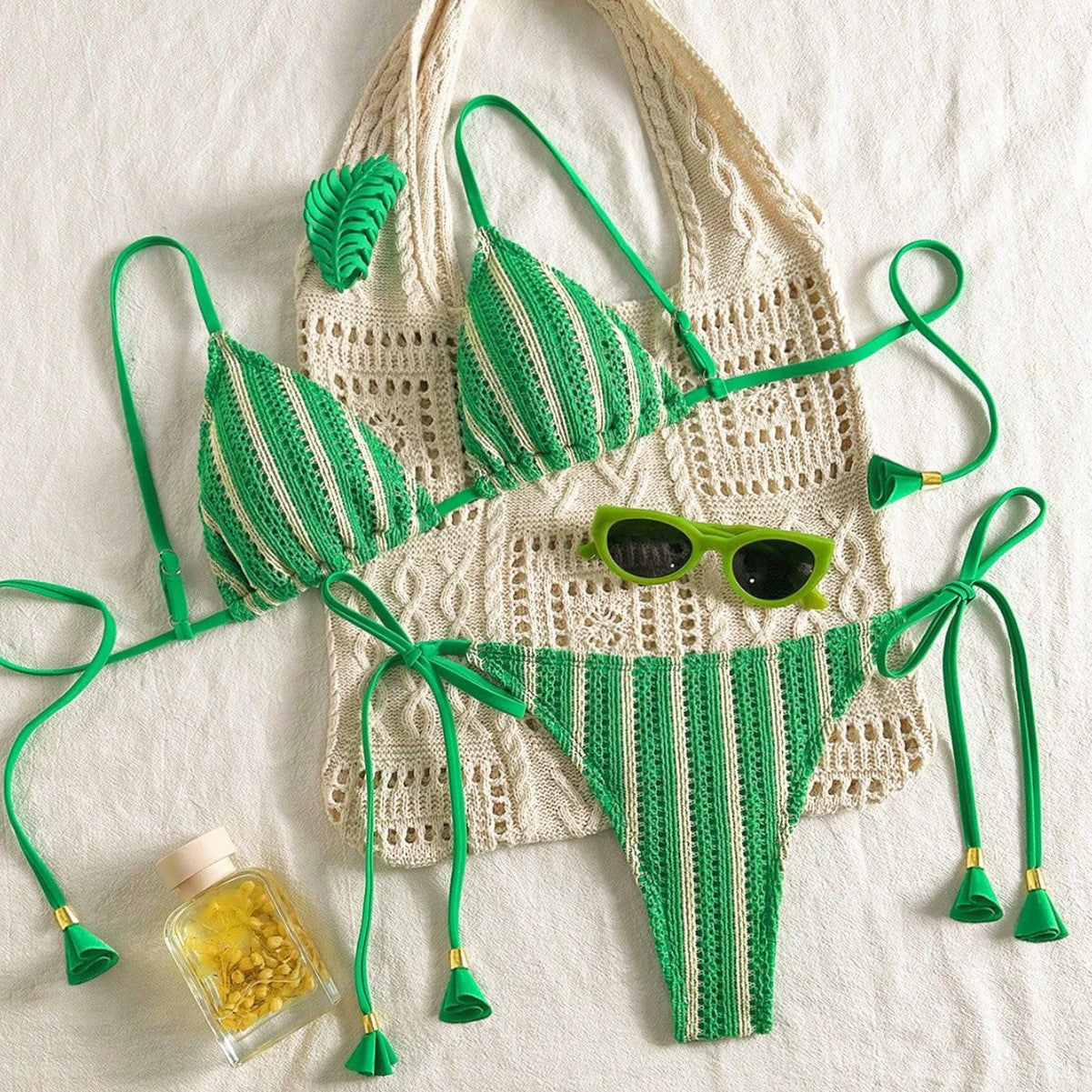 European And American-style Bikini Set Made From Special Fabric Multi-color Lace-up Swimsuit