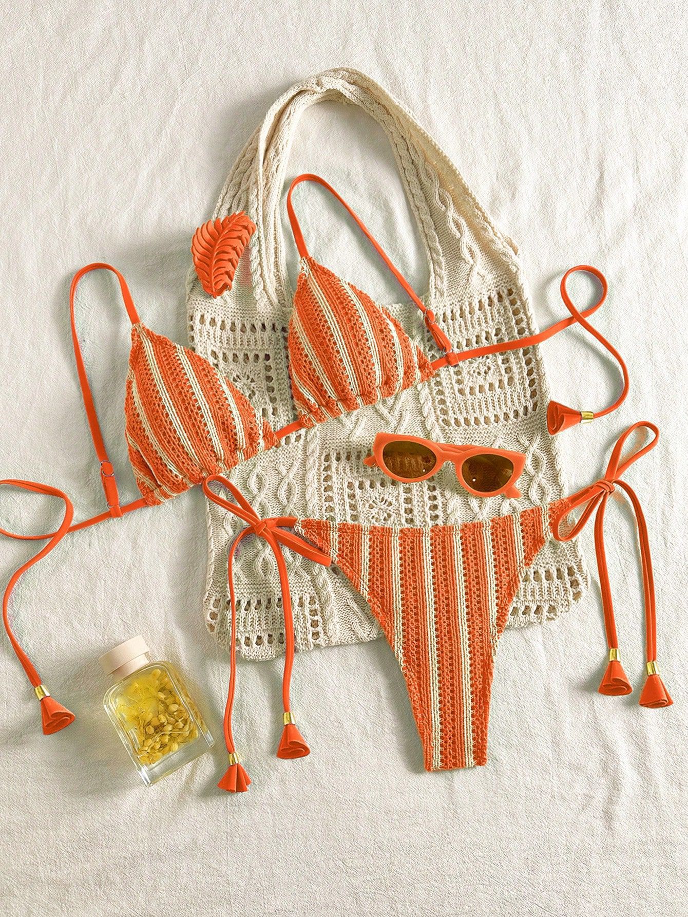 European And American-style Bikini Set Made From Special Fabric Multi-color Lace-up Swimsuit