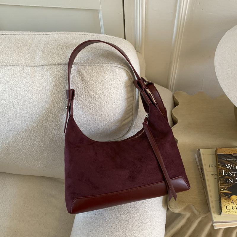 Retro Niche Hand-held Dumpling Versatile Casual Suede Crossbody Shoulder Bag