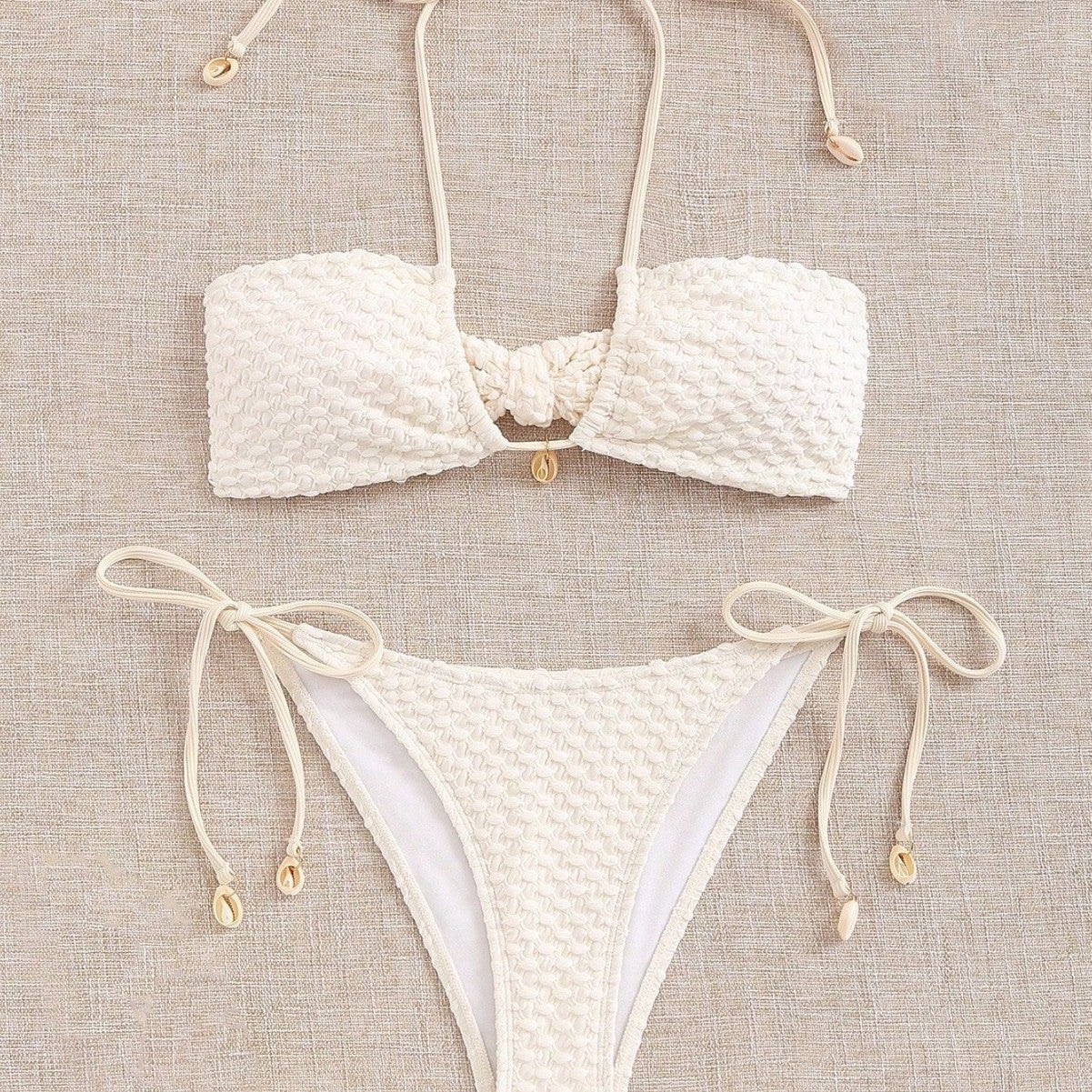 European And American Style Bikini Womens Shell Design Simple Fashion Swimsuit Womens Set