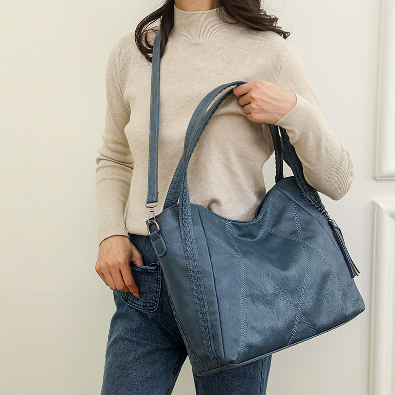 Womens Soft-leather High-capacity Tote Bagcasual Minimalist And Versatile