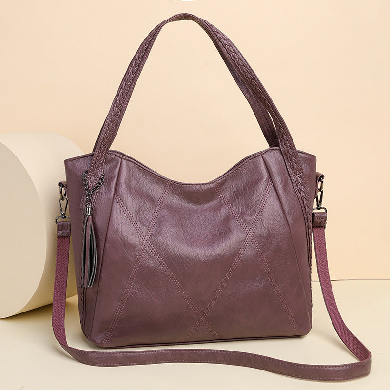 Womens Soft-leather High-capacity Tote Bagcasual Minimalist And Versatile
