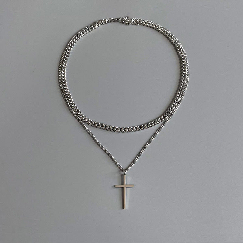 Double-layer Cross Necklace For Men Trendy