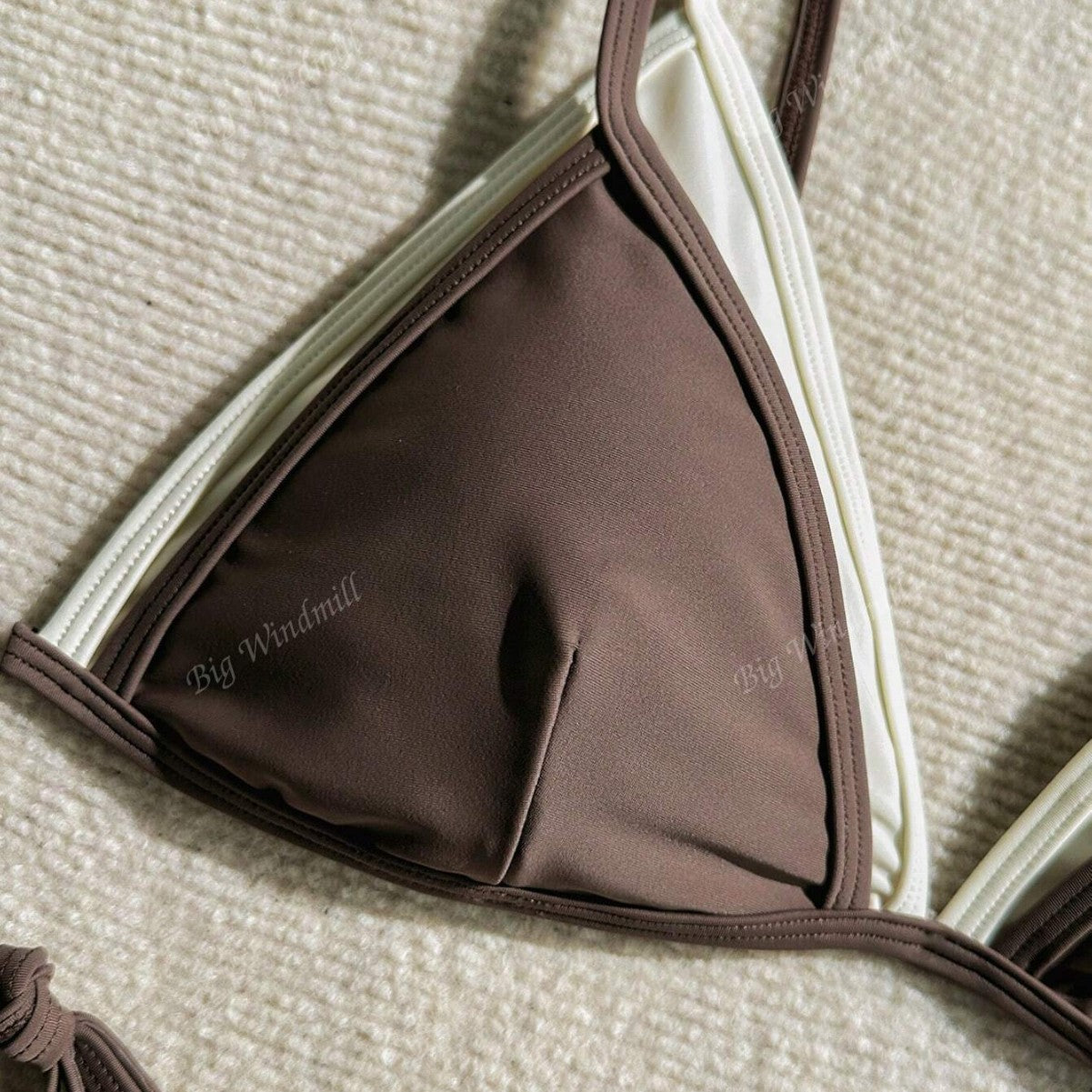 European And American-style Two-piece Contrast-color Three-piece Bikini With Adjustable Straps For Women