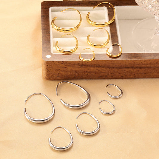 Elegant High-grade Earrings Cross-border Hot 18K Gold Plated Round Ring Earrings Water Drops Glazed Surface Ear Stud Fashion Earrings