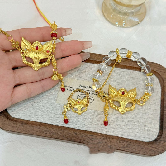 Lan Yan Fox Mask High-End Gold Fox Mask Necklace Set